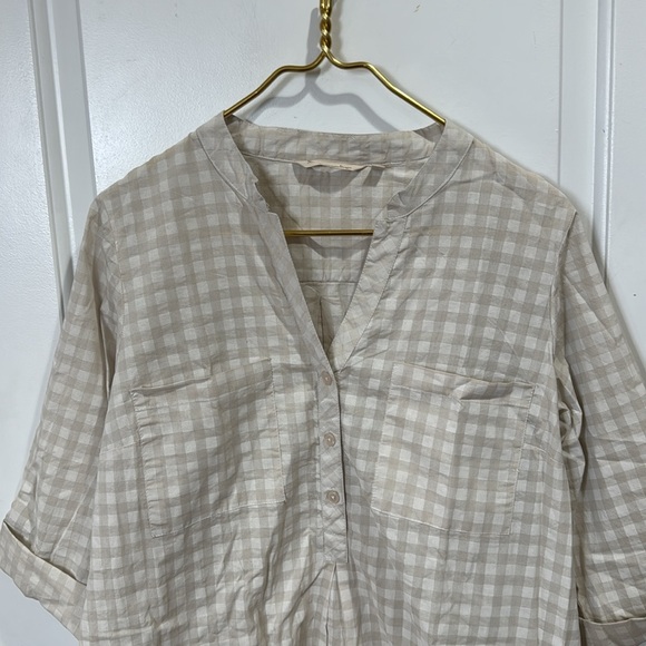 NEW SOFT SURROUNDINGS PLAID TAHITIAN TUNIC TOP MEDIUM - Picture 2 of 6
